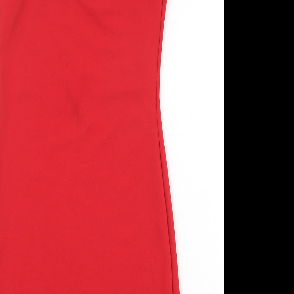 Missguided Womens Red Polyester Slip Dress Size 8 V-Neck Pullover
