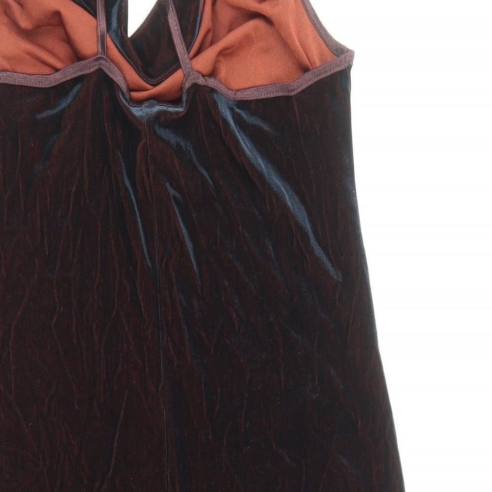 C.M.D Womens Brown Polyester A-Line Size L Halter Pullover
