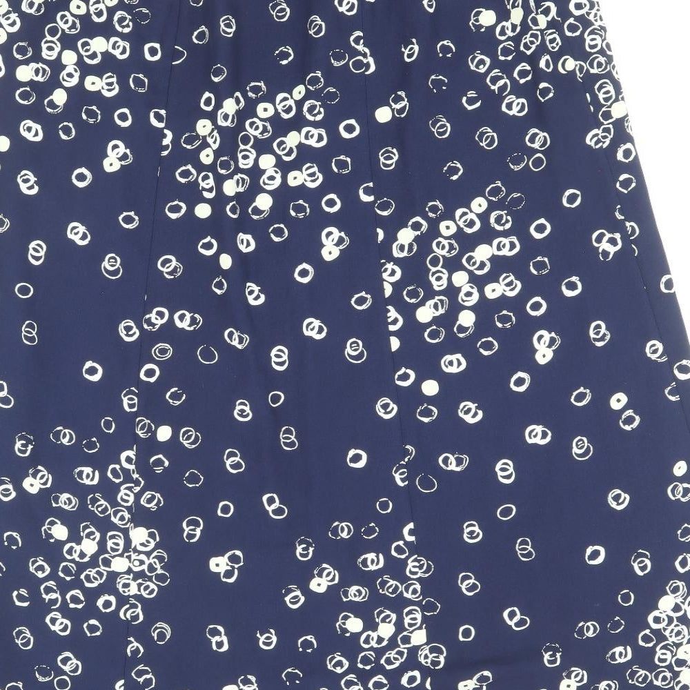 Focus Womens Blue Geometric Polyester A-Line Skirt Size 14 Zip