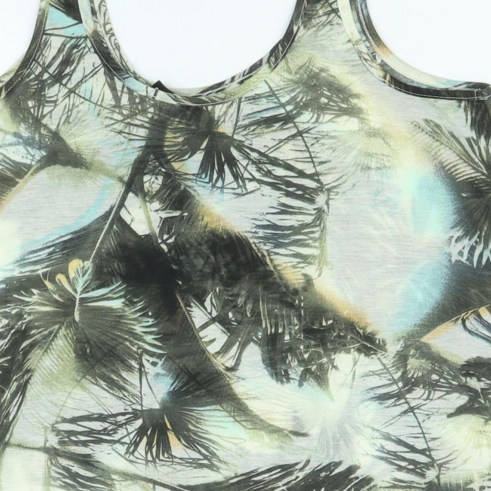 Divided by H&M Womens Multicoloured Geometric Polyester Basic Tank Size 8 Scoop Neck - Palm Tree Print