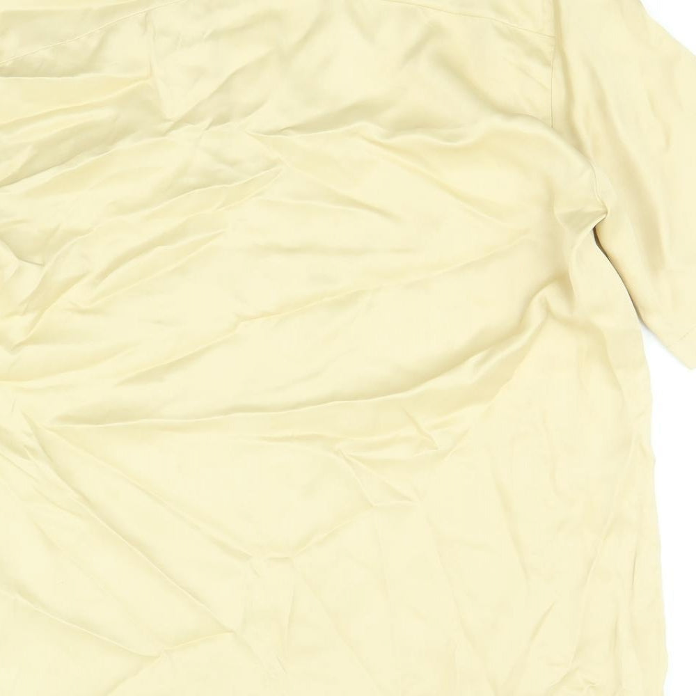 Zara Womens Gold Viscose Basic Button-Up Size S V-Neck
