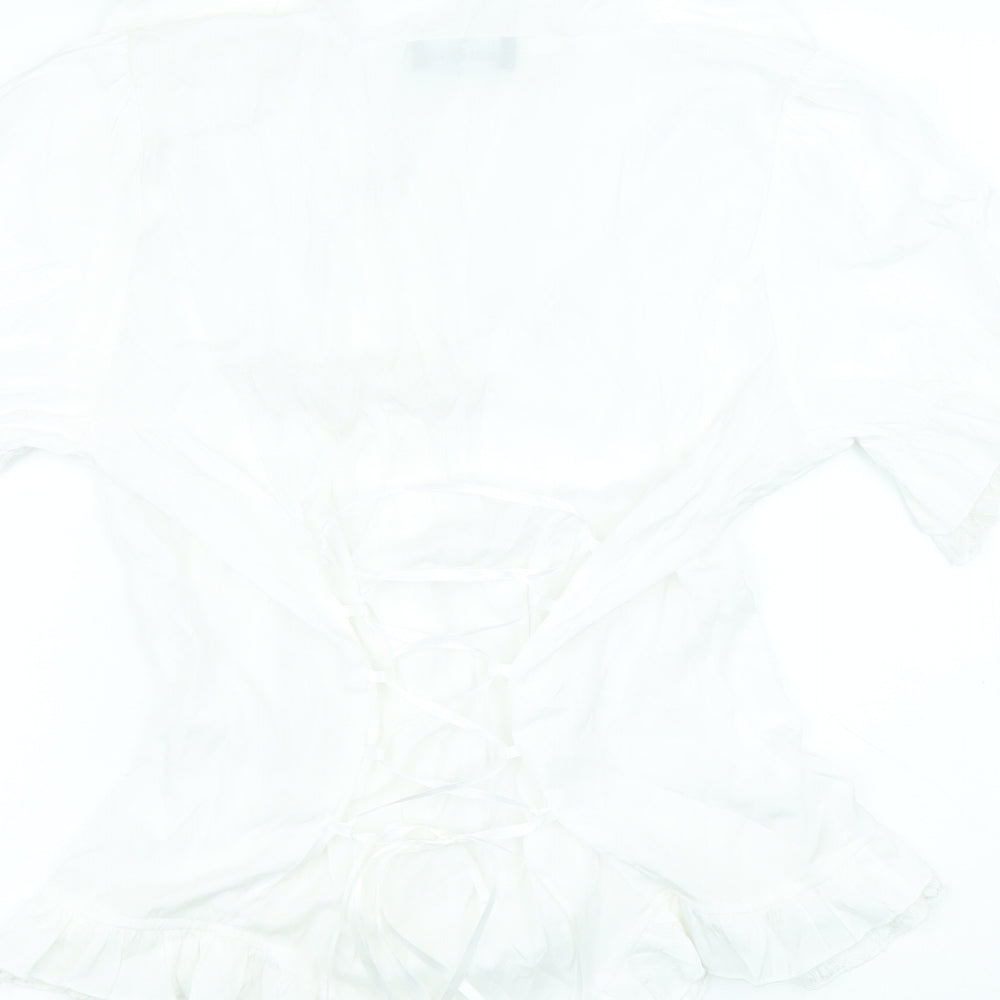 Scarlett Darkness Womens White Viscose Basic Blouse Size L V-Neck