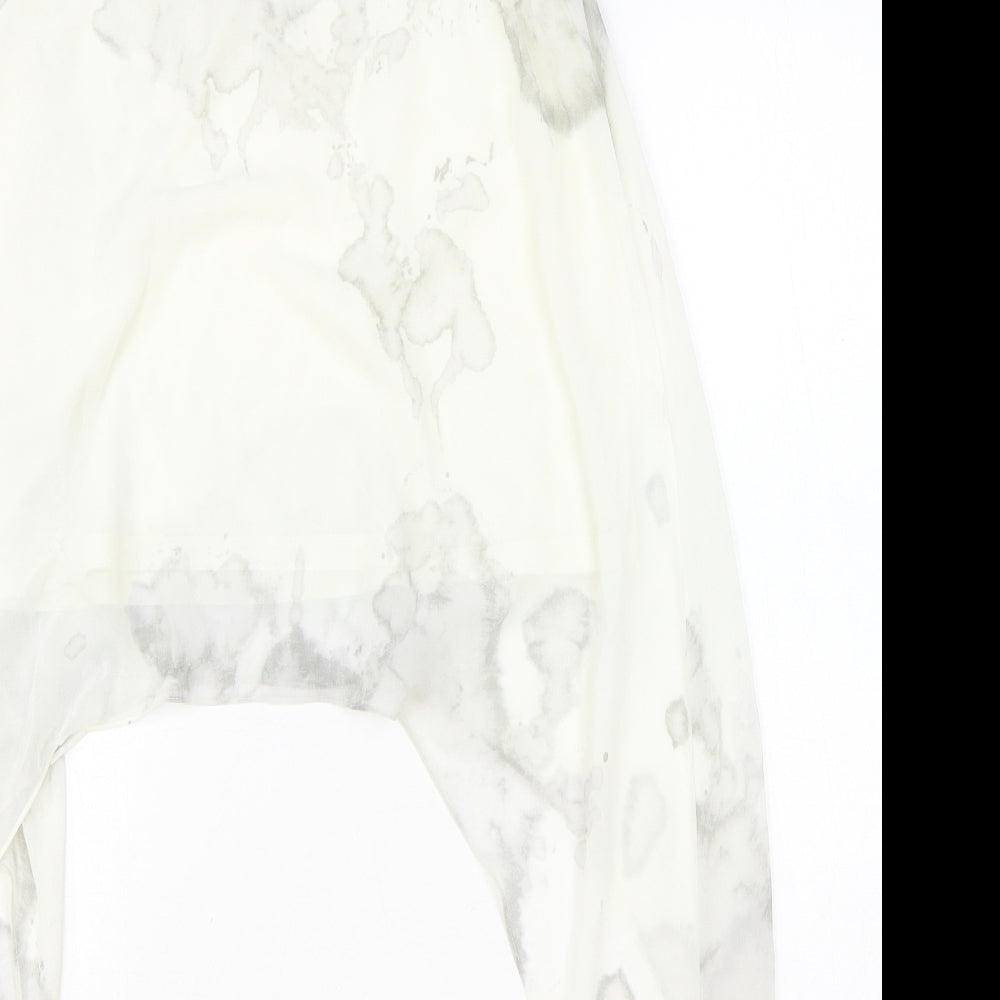 H&M Womens Ivory Geometric Polyester Basic Tank Size 12 Boat Neck - Asymmetric