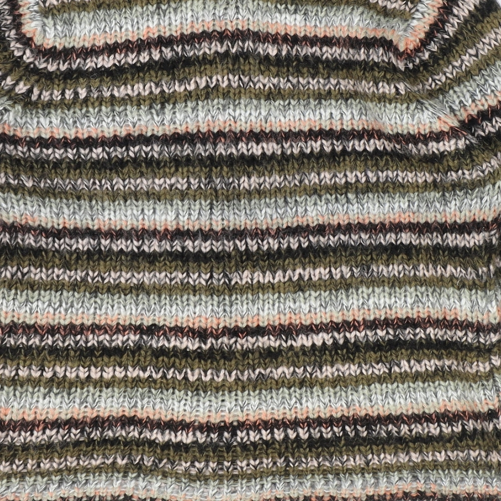 Fay Louise Womens Multicoloured Round Neck Striped Acrylic Cardigan Jumper Size L