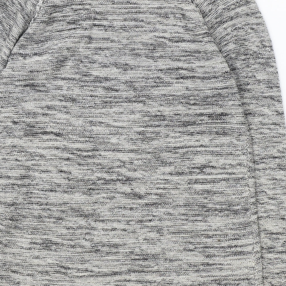fransa Womens Grey Round Neck Geometric Acrylic Pullover Jumper Size S