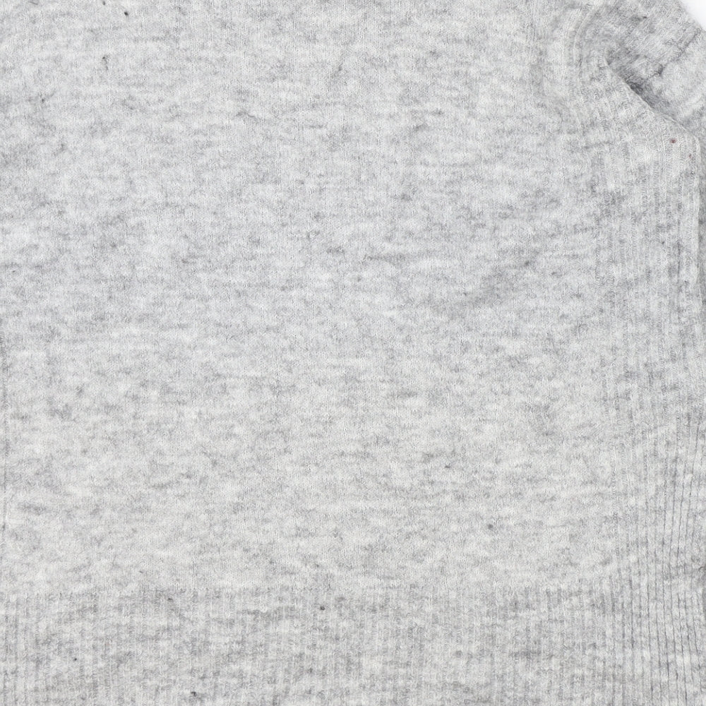 Divided Womens Grey Round Neck Acrylic Pullover Jumper Size M