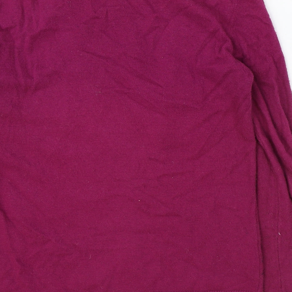 Country Casuals Womens Purple Round Neck Geometric Cotton Pullover Jumper Size S