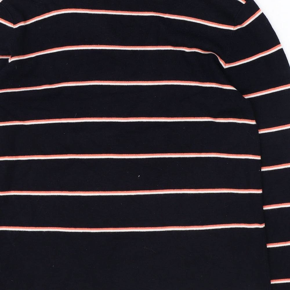 Therapy Womens Blue Striped Viscose Basic T-Shirt Size S Round Neck