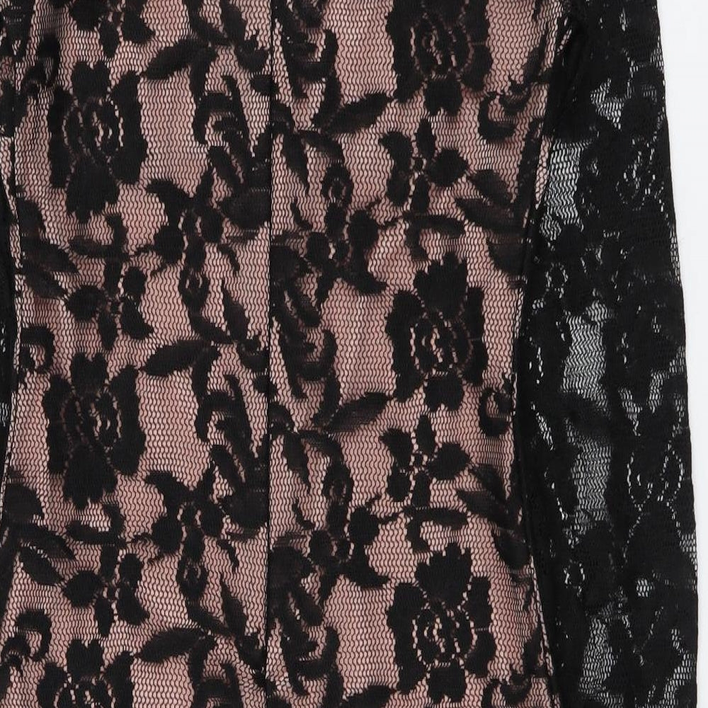 Style Plus Womens Black Polyester Pencil Dress Size 10 V-Neck Zip