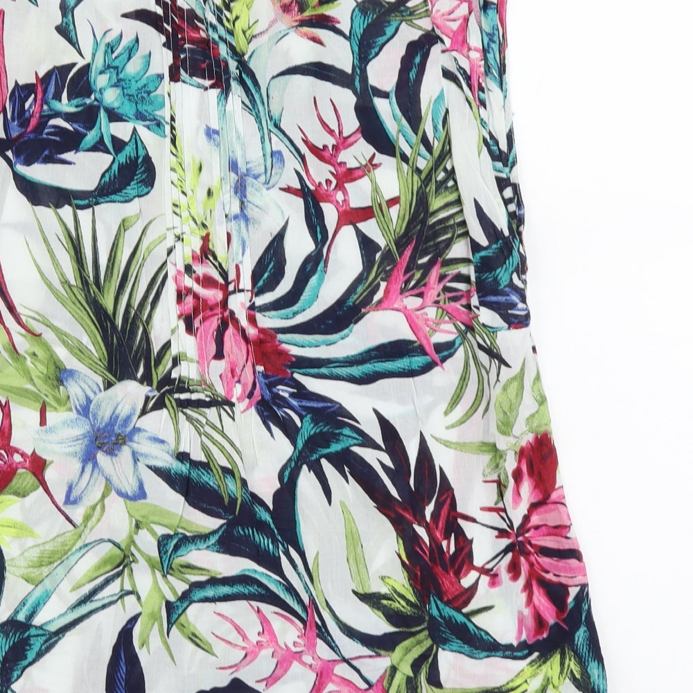 H&M Womens Multicoloured Floral Cotton Basic Blouse Size S V-Neck