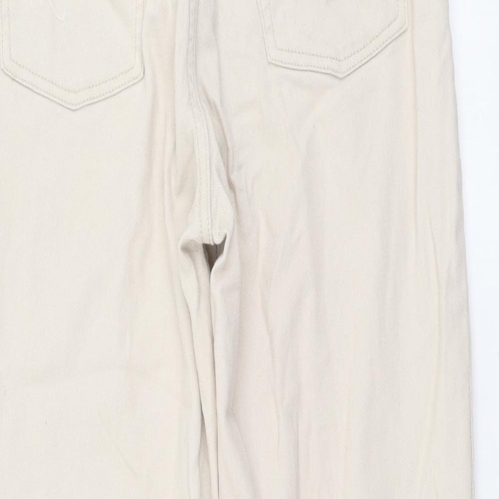 H&M Womens Beige Cotton Mom Jeans Size M L28 in Regular Button