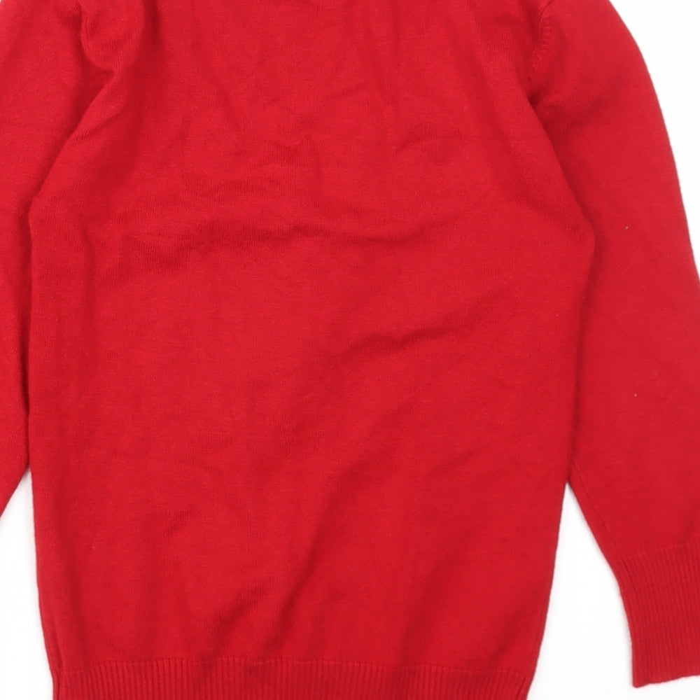 New Look Womens Red Round Neck Viscose Pullover Jumper Size 10