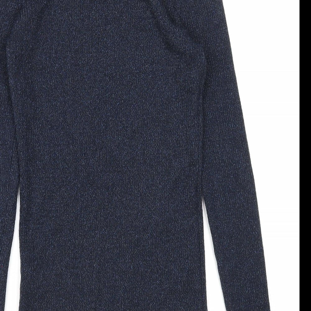 Warehouse Womens Blue Round Neck Viscose Pullover Jumper Size 10