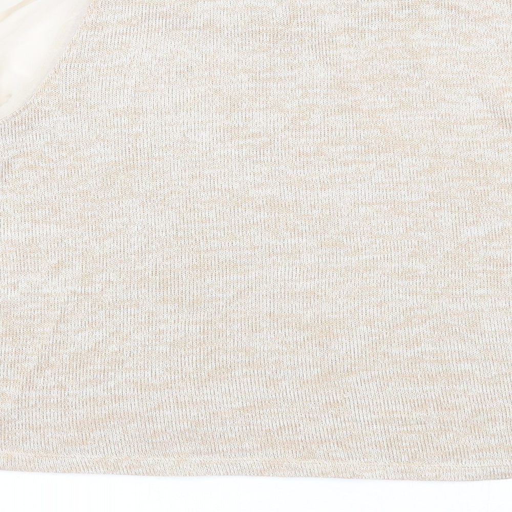 Atmosphere Womens Beige Boat Neck Acrylic Pullover Jumper Size 10 - Chiffon Sleeve