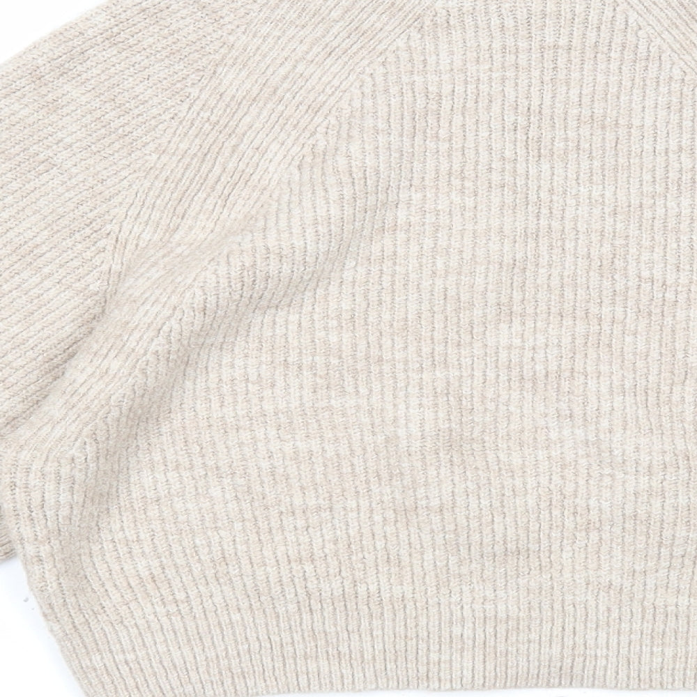 ASOS Womens Beige Round Neck Acrylic Pullover Jumper Size 6 - Ribbed