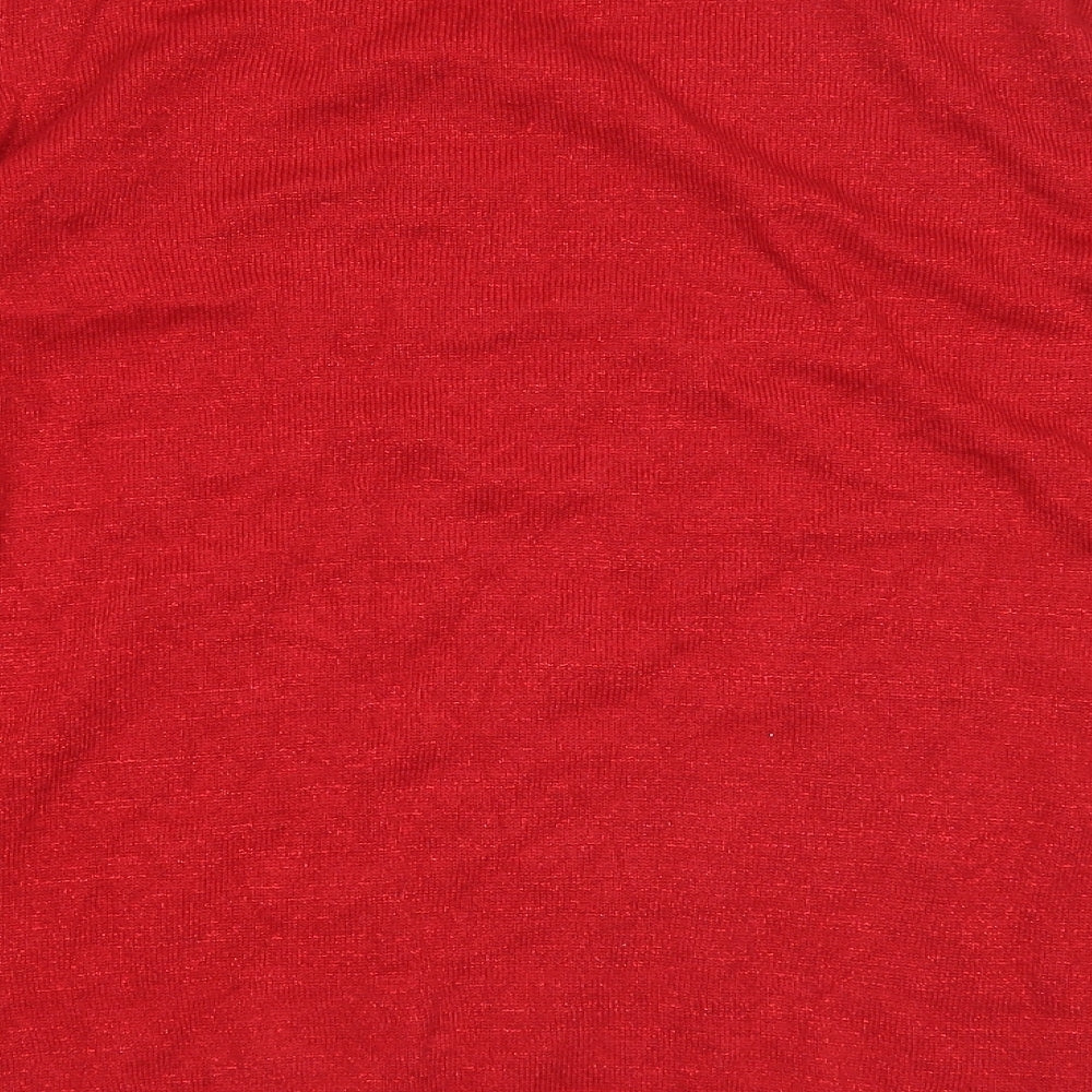 EWM Womens Red Scoop Neck Acrylic Pullover Jumper Size 14