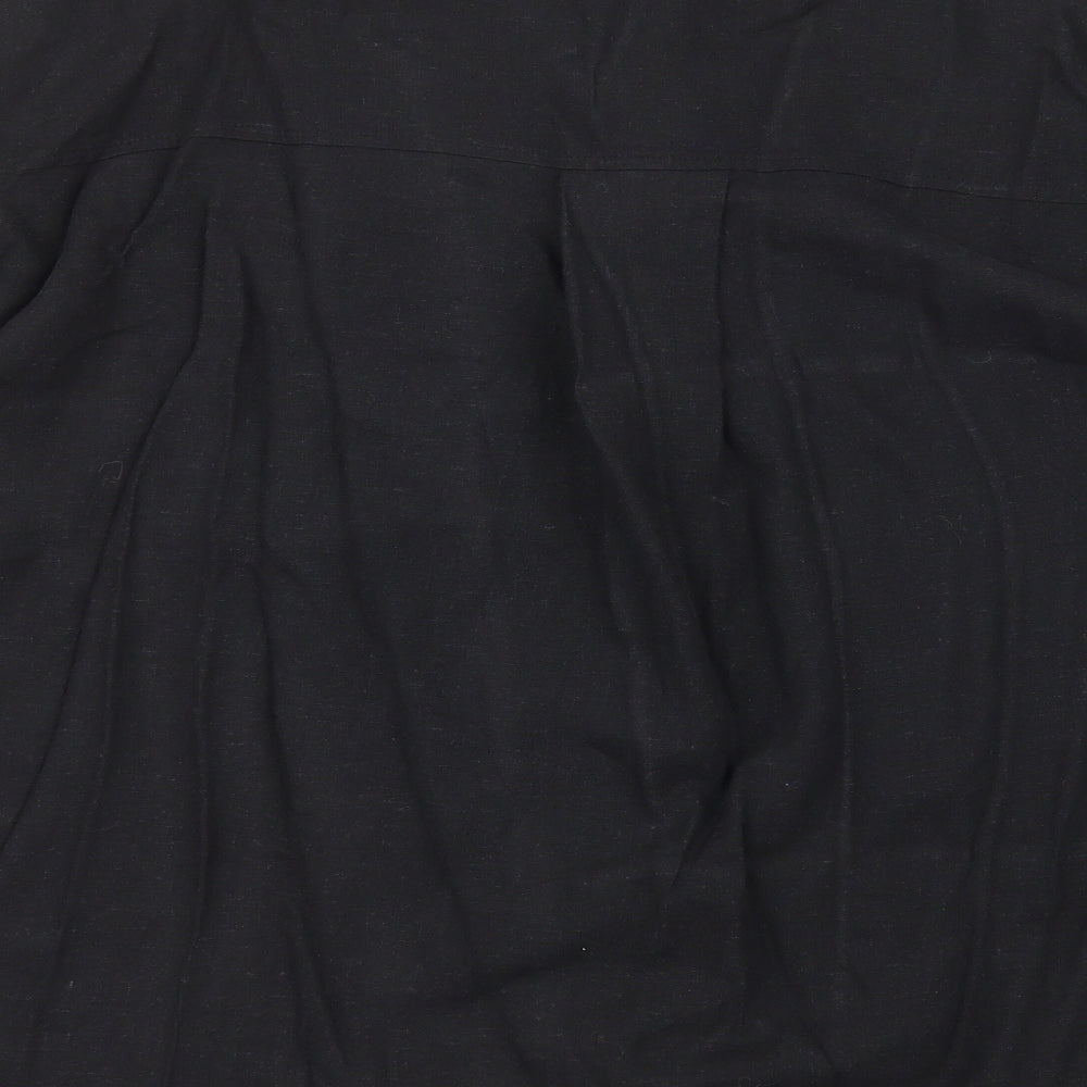 Preworn Womens Black Cotton Basic Button-Up Size L Collared