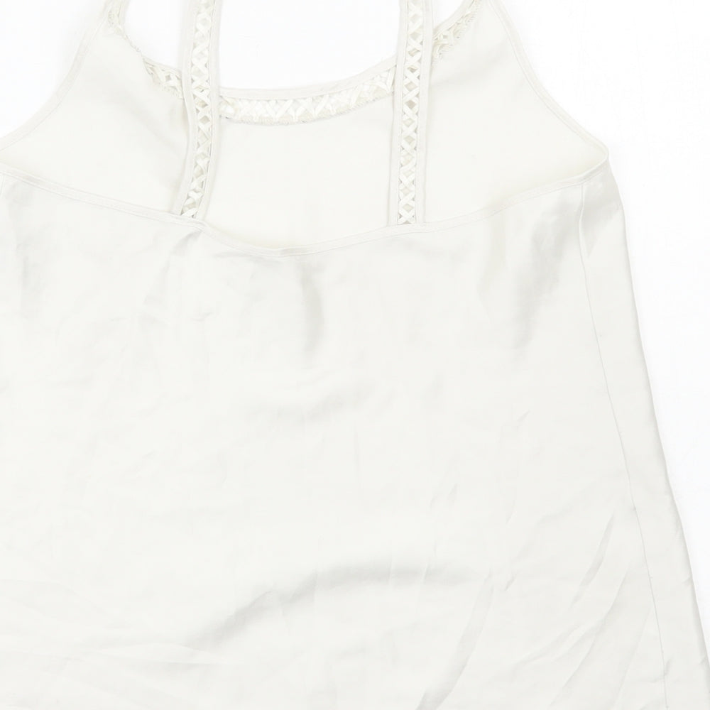Marks and Spencer Womens White Polyester Basic Tank Size 10 Scoop Neck - Neckline Detail