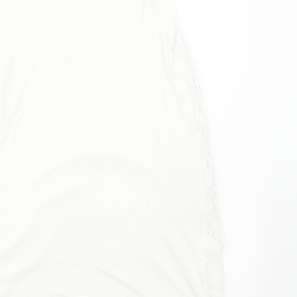 Per Una Womens White Geometric Polyester Basic Tank Size M Round Neck