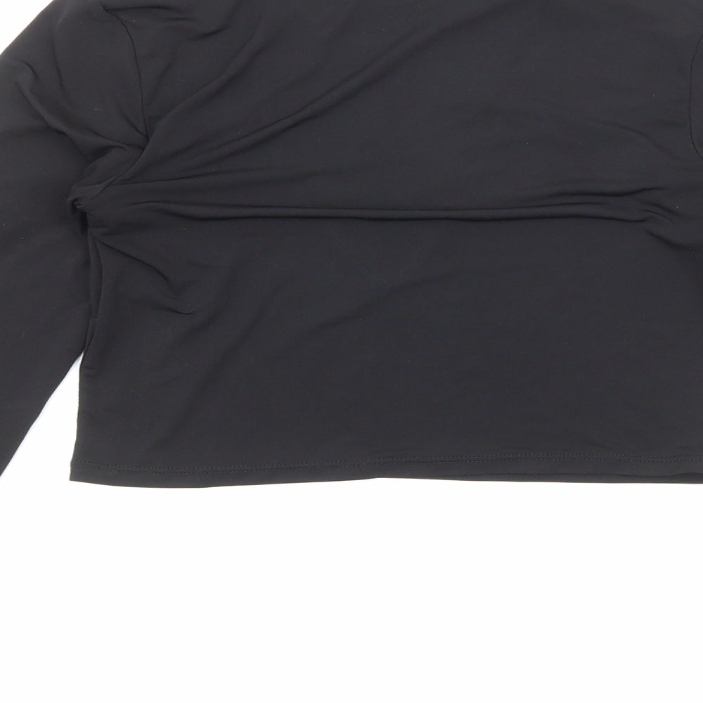 H&M Womens Black Polyester Cropped T-Shirt Size S Round Neck