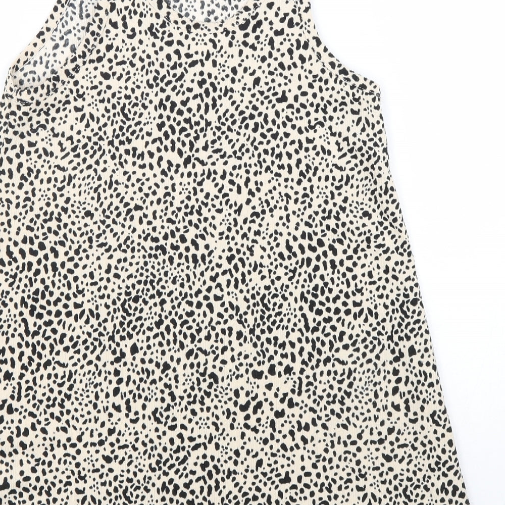 Zara Womens Beige Animal Print Polyester Camisole Tank Size 8 Scoop Neck