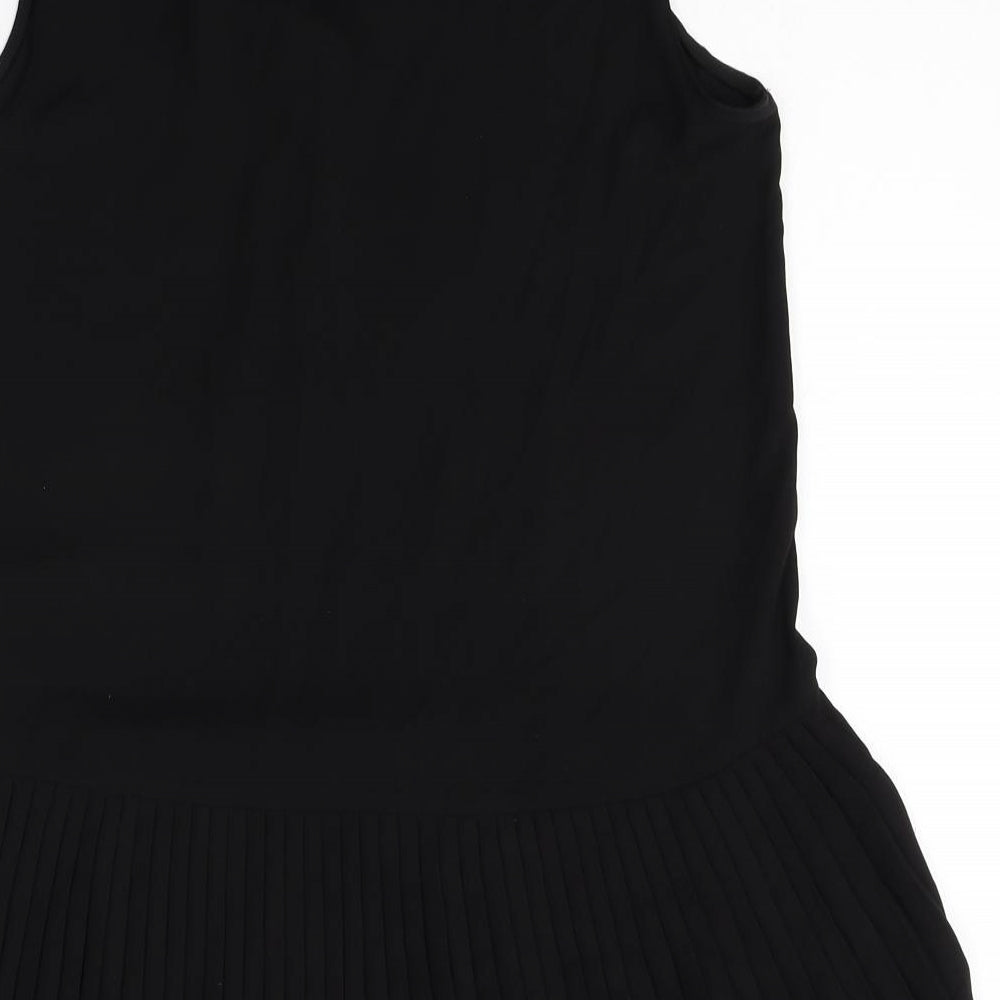 Papaya Womens Black Polyester Shift Size 8 V-Neck Button