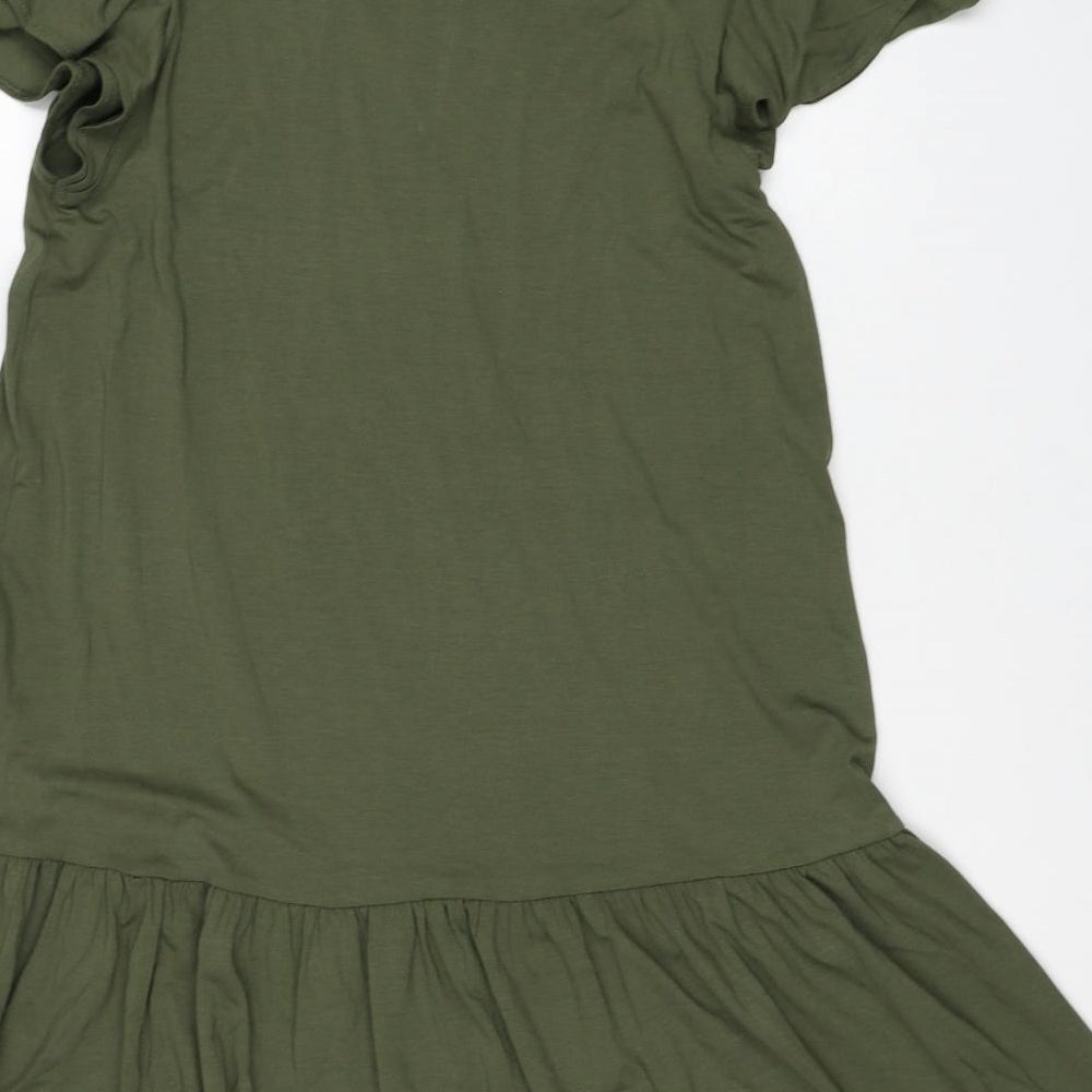 Marks & Spencer Womens Green Viscose A-Line Size 10 V-Neck Pullover