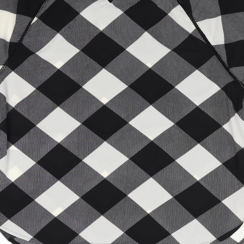 Marks & Spencer Womens Black Geometric Polyester Basic Blouse Size 6 Round Neck