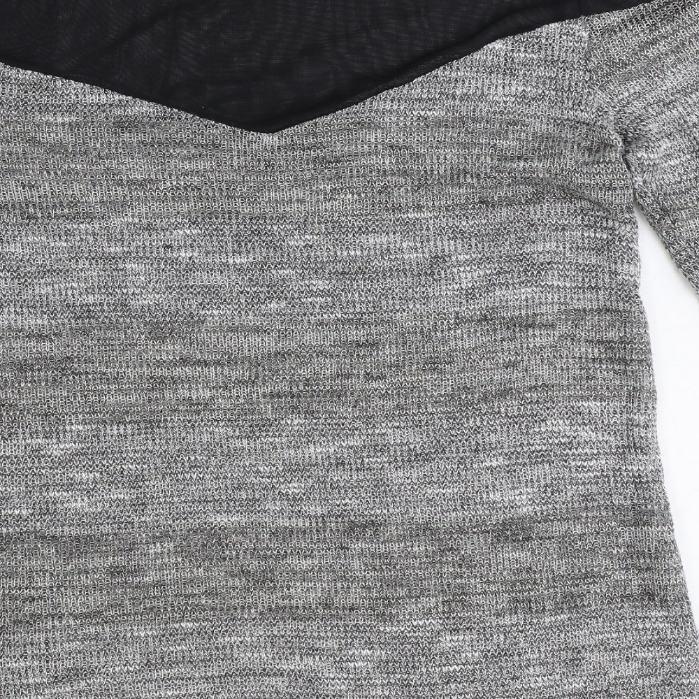 Preworn Womens Grey Geometric Polyester Basic Blouse Size XS Round Neck