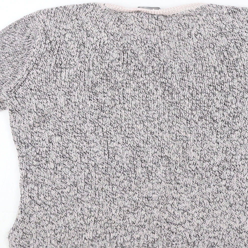 H&M Womens Pink Round Neck Geometric Acrylic Pullover Jumper Size S