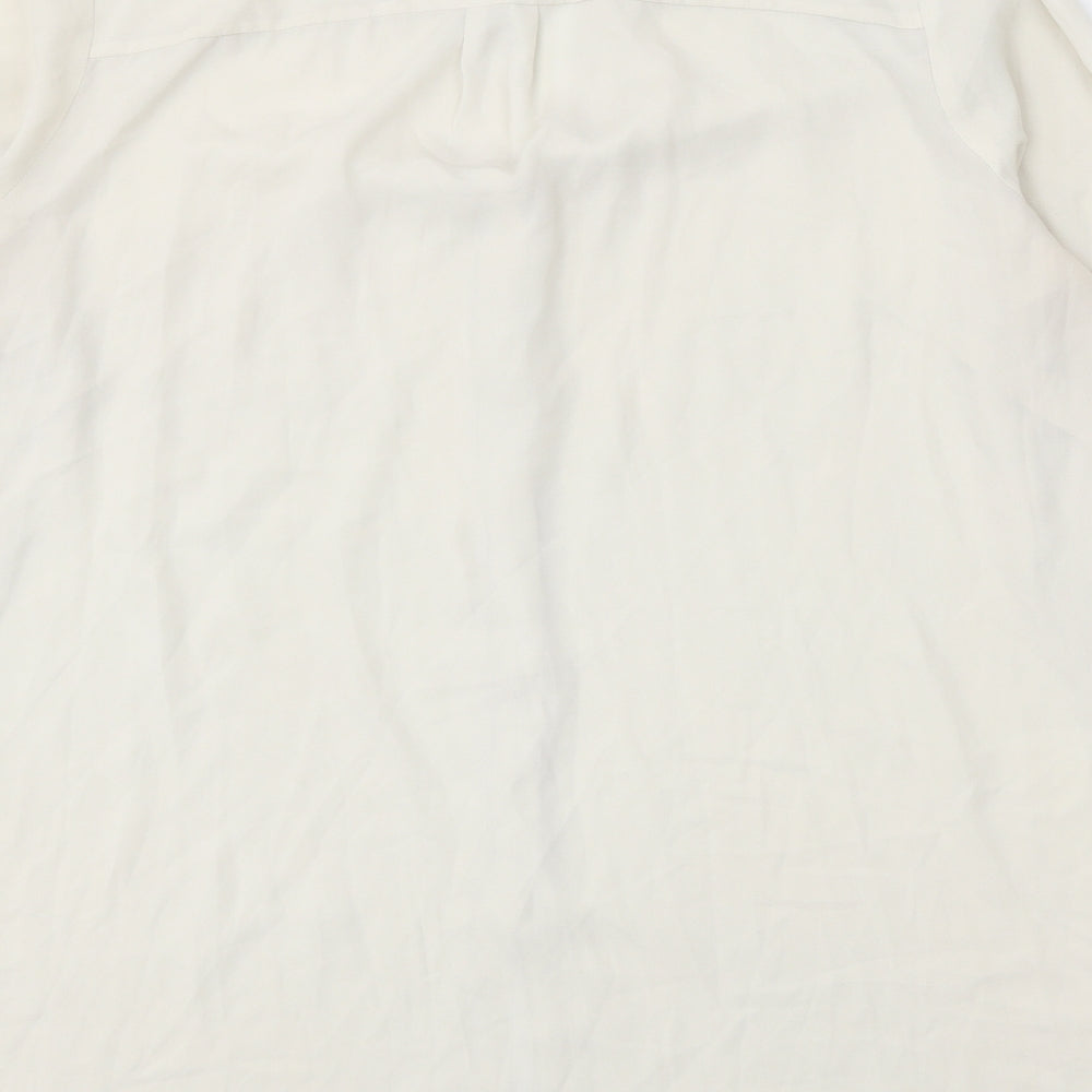 Rose & Olive Womens White Polyester Basic Button-Up Size L V-Neck
