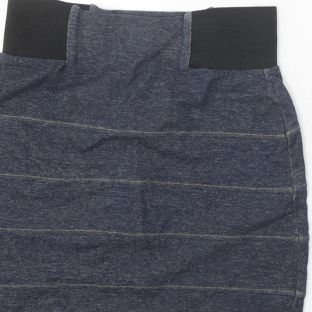 Topshop Womens Blue Striped Cotton Bandage Skirt Size 10