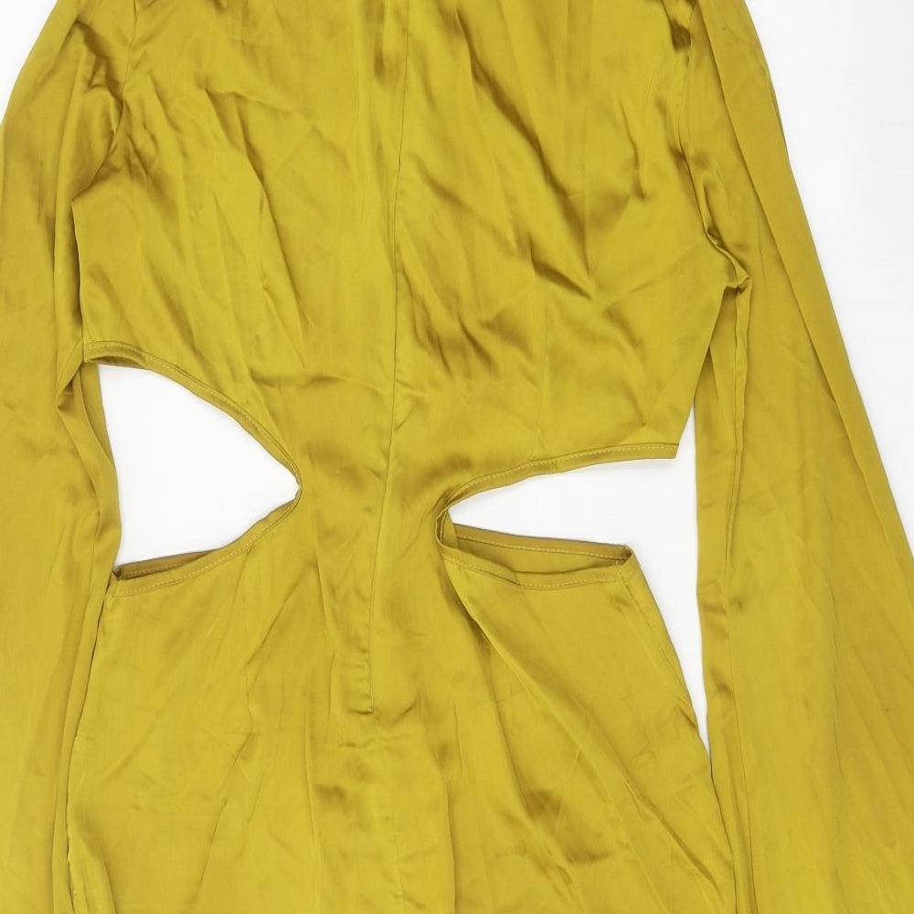 NANANA Womens Yellow Polyester Sheath Size 12 Mock Neck Zip