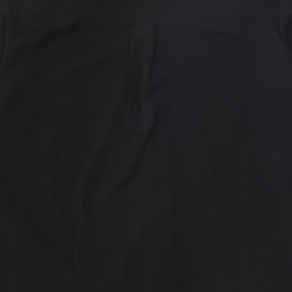 H&M Womens Black Polyester Basic Button-Up Size 8 V-Neck