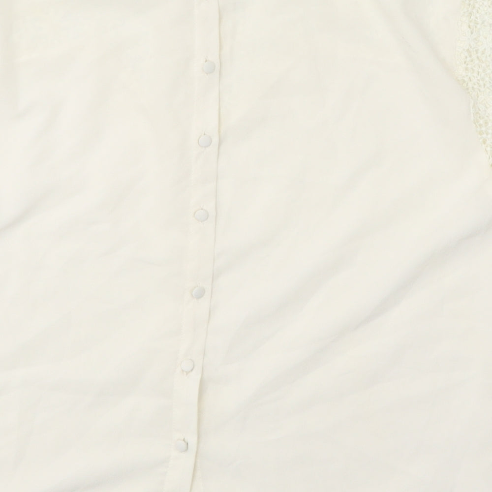 ASOS Womens White Polyester Basic Tank Size 6 Mock Neck - Lace Detail