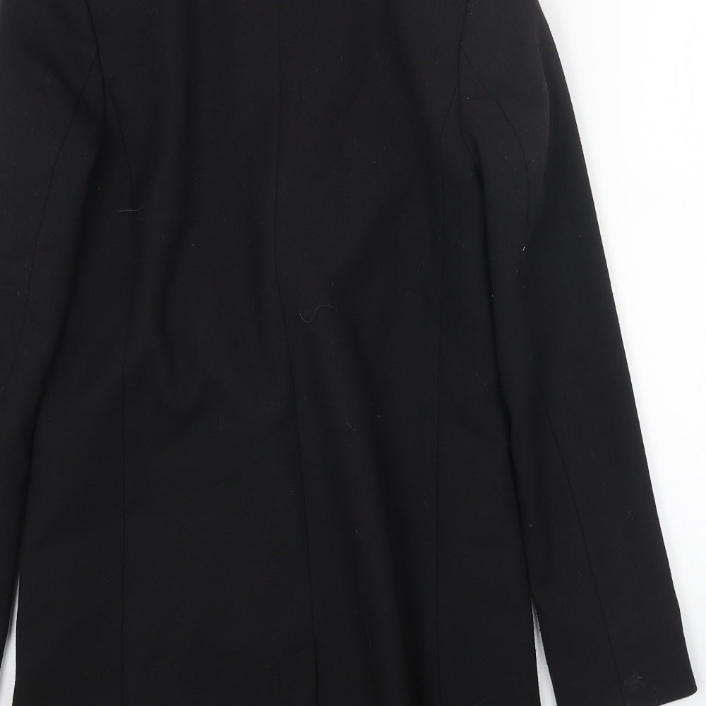 H&M Womens Black Overcoat Coat Size 4 Button