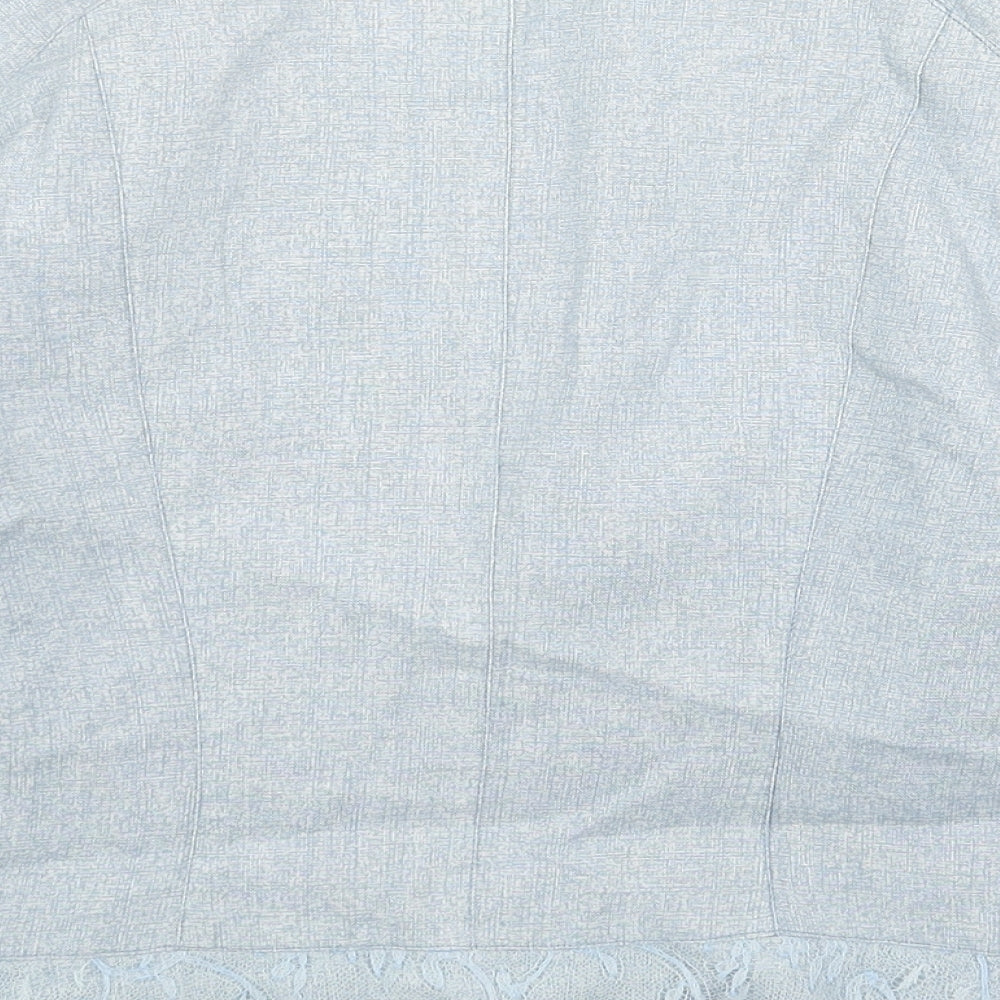 HELENA SORELL Womens Blue Jacket Blazer Size 10 Hook & Eye