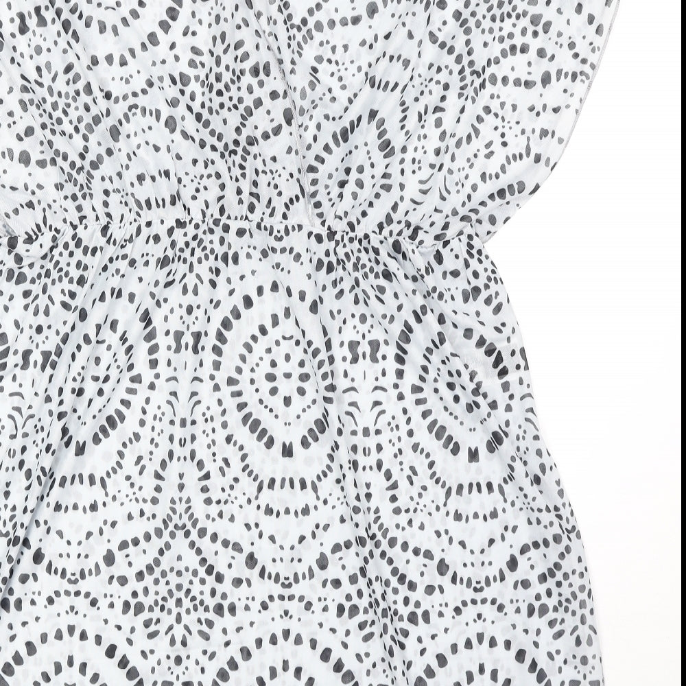 SHEIN Shien Womens White Geometric Polyester Cover Up Size XL