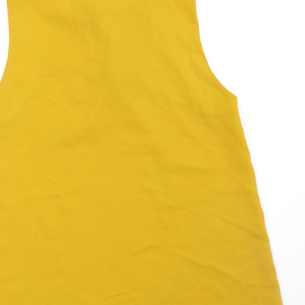 Misstruth Womens Yellow Polyester Basic Blouse Size 8 V-Neck