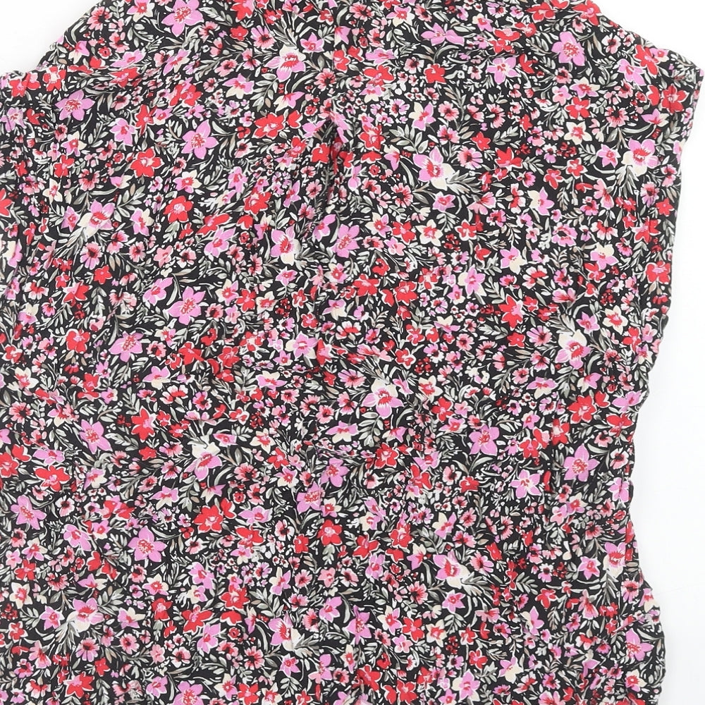 Mango Womens Pink Floral Viscose Basic Tank Size XS V-Neck
