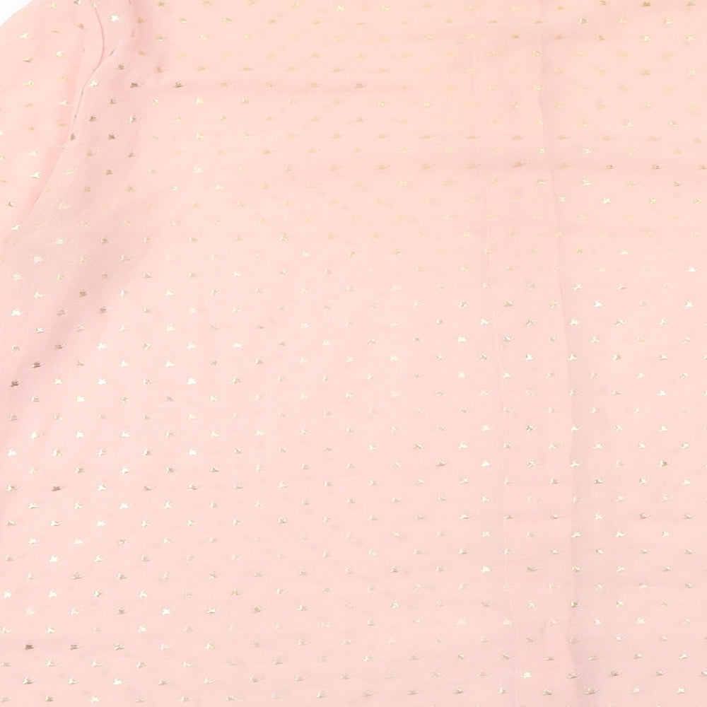 Louche Womens Pink Geometric Polyester Basic Button-Up Size 10 V-Neck