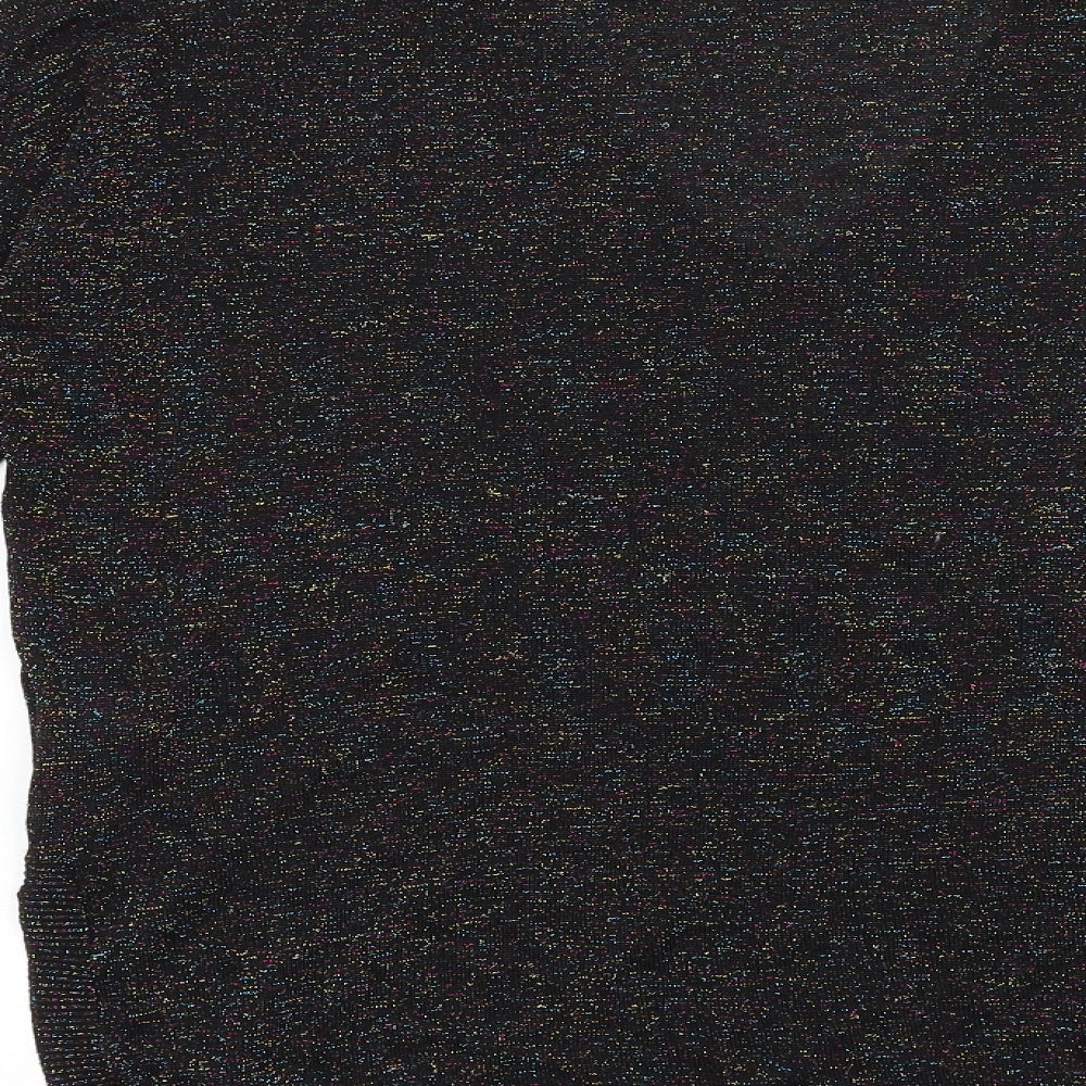 Oasis Womens Black V-Neck 100% Cotton Pullover Jumper Size S