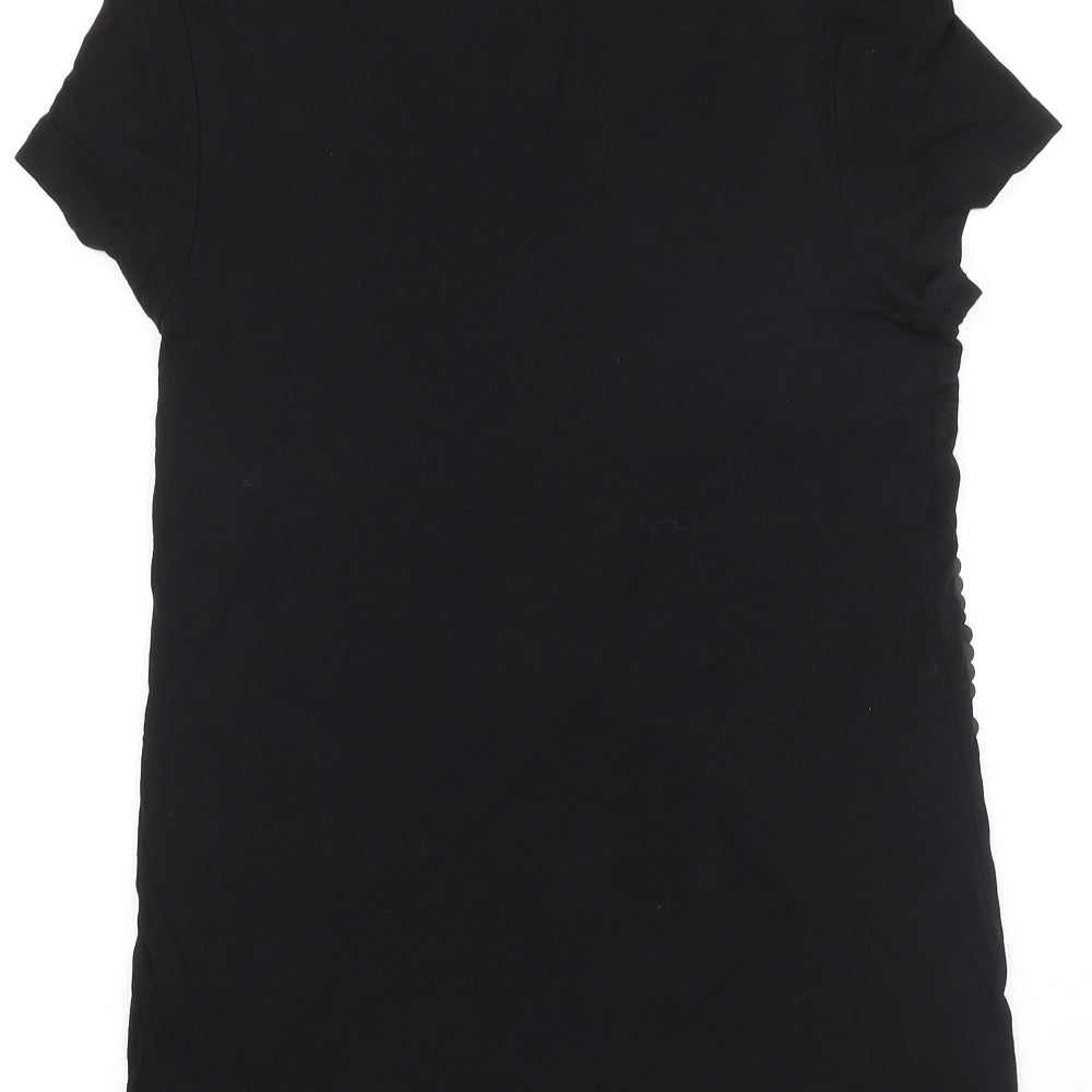 NEXT Womens Black Viscose Basic T-Shirt Size 10 Scoop Neck