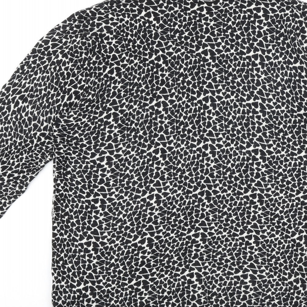 Marks & Spencer Womens Black Scoop Neck 100% Cotton Cardigan Jumper Size 8