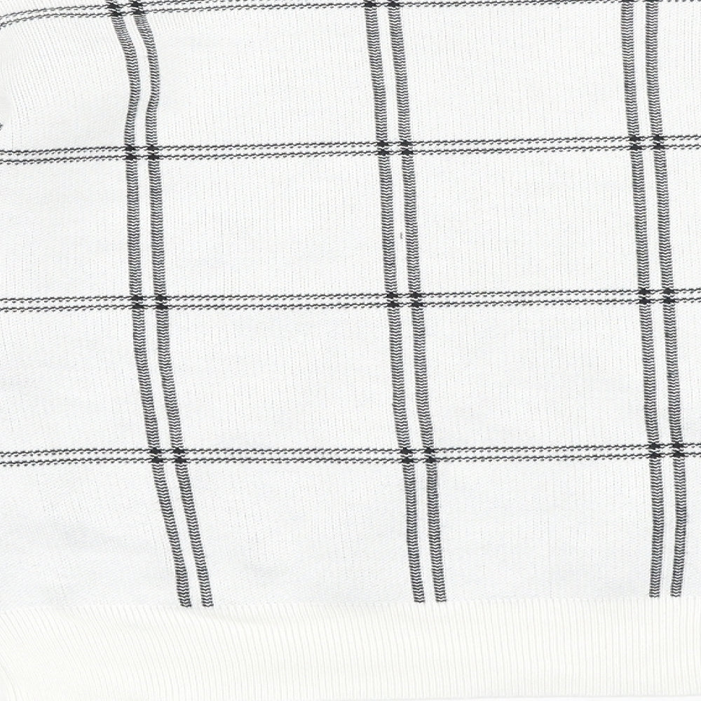 New Look Womens White Check 100% Cotton Pullover Sweatshirt Size S Pullover