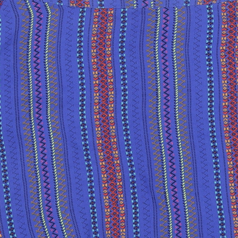 New Look Womens Blue Striped Polyester Basic Blouse Size 8 Off the Shoulder