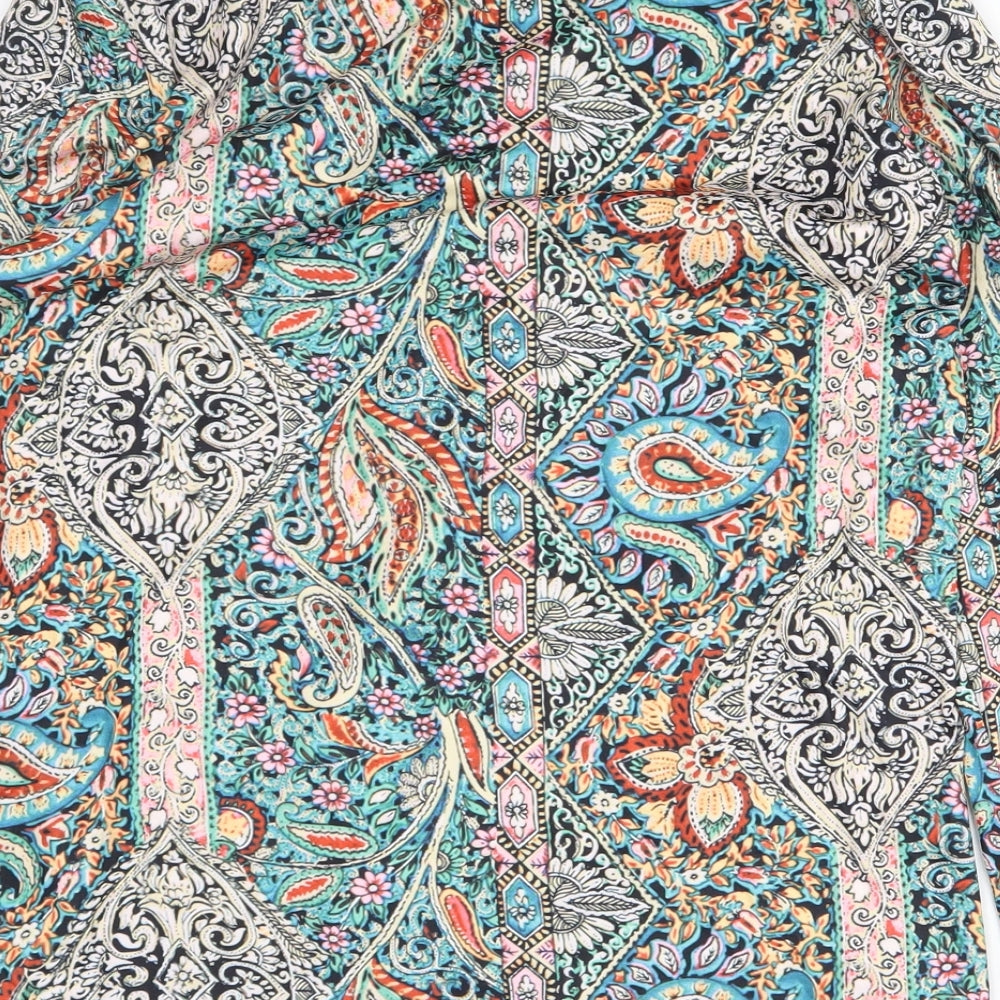 Preworn Womens Multicoloured Geometric Polyester Basic Blouse Size M V-Neck