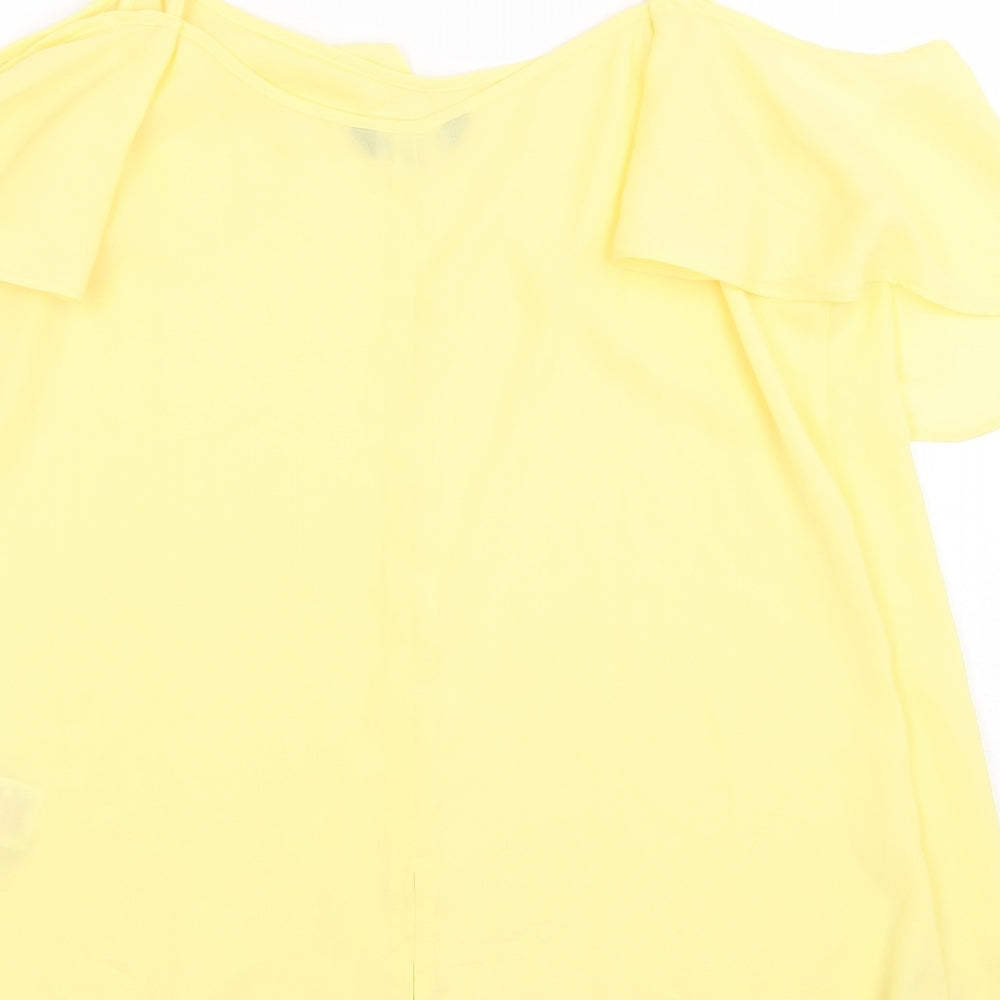 Peacocks Womens Yellow Polyester Basic Tank Size 12 Round Neck