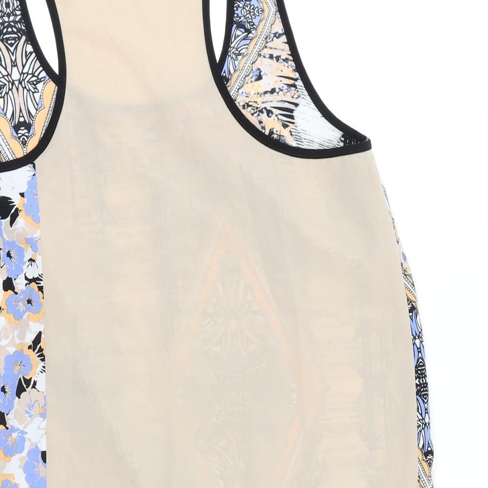 River Island Womens Multicoloured Geometric Polyester Basic Tank Size 12 Round Neck