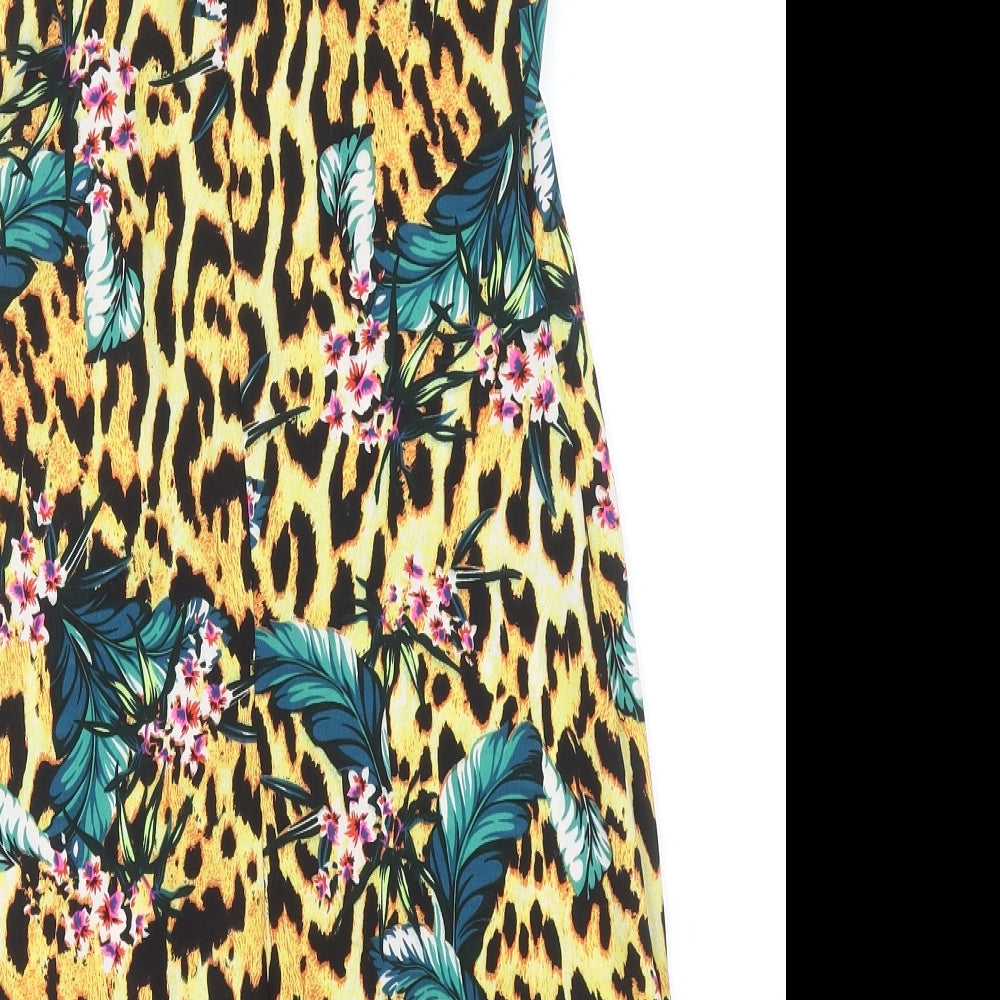 ASOS Womens Multicoloured Geometric Polyester Slip Dress Size 6 V-Neck Zip